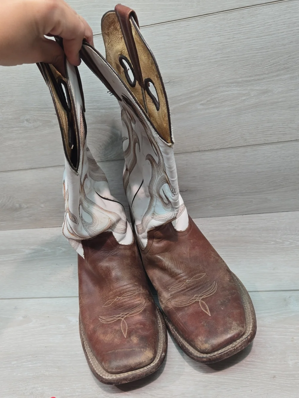 Horse Power Boots HP 1029 Mens Square Toe Leather Western Boots Shoes Sz 10.5 D